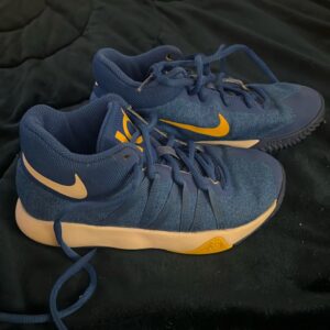 Nike, lo top, boy’s “Warrior” basketball sneakers by Leo Chang, sz 13c