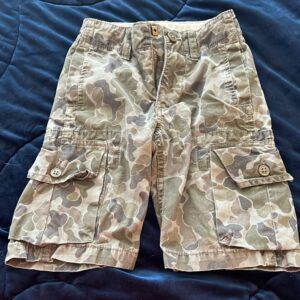 GAP, pair of boy’s washed camo cargo shorts, size 7 slim