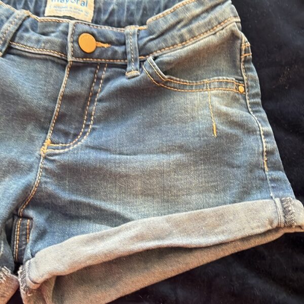Mayoral, pair of girl’s rolled cuff Jean shorts, size 5