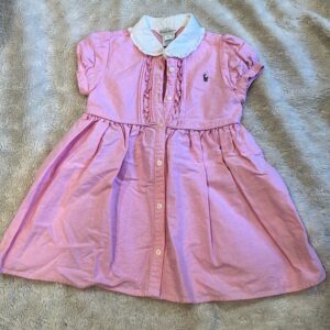 Ralph Lauren, like new, girl’s button up polo dress with ruffles, 24 months