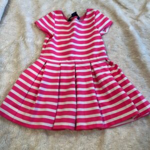 Polo by Ralph Lauren, girl’s pleated dress, pink and white stripes, sz 3t