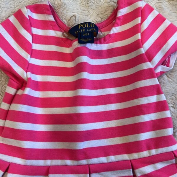 Polo by Ralph Lauren, girl’s pleated dress, pink and white stripes, sz 3t