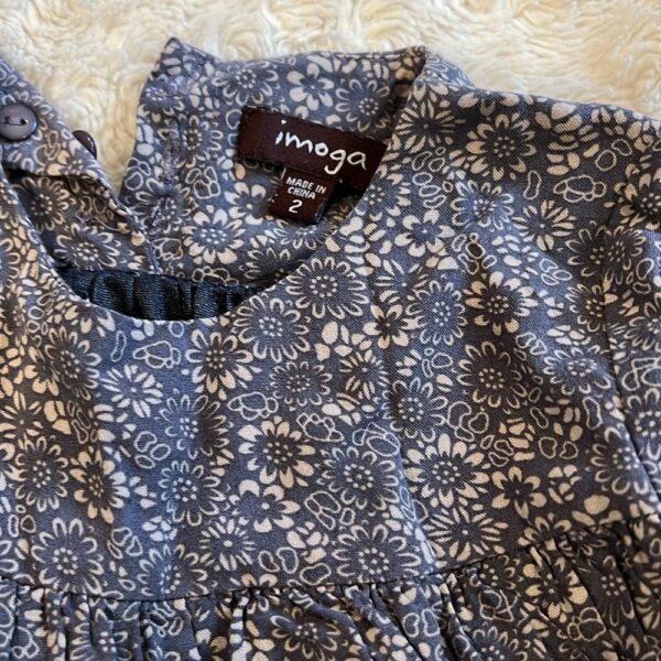 Imoga, lightweight grey lined dress with ruffle sleeves, size 2