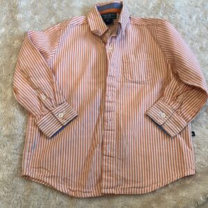 Tooby Doo, orange and white striped long sleeve dress shirt, sz 2t