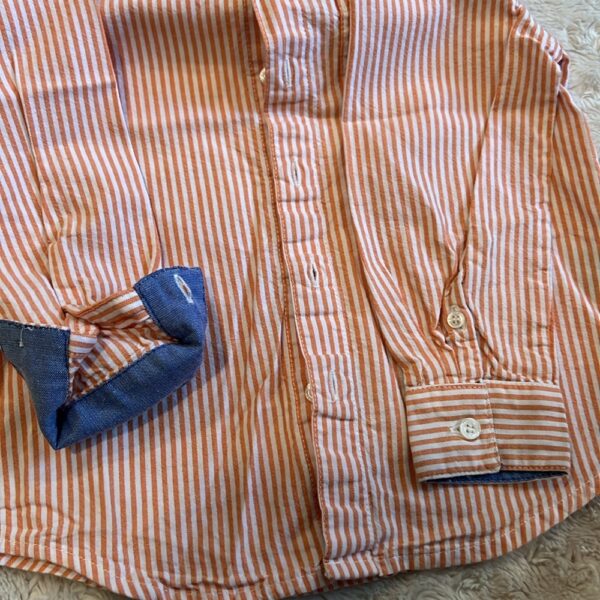 Tooby Doo, orange and white striped long sleeve dress shirt, sz 2t