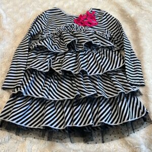 Petit Lem, long sleeved black and white ruffle dress, size 18 months
