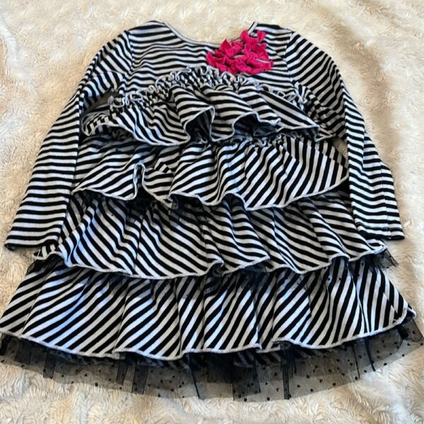 Petit Lem, long sleeved black and white ruffle dress, size 18 months