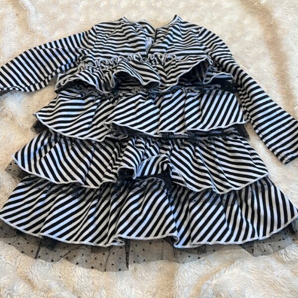 Petit Lem, long sleeved black and white ruffle dress, size 18 months
