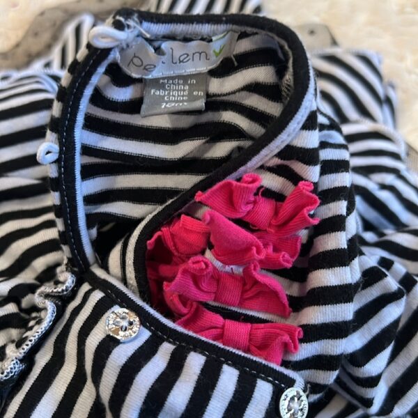 Petit Lem, long sleeved black and white ruffle dress, size 18 months