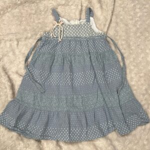 Isobella & Chloe, linen apron dress with lace, size 5