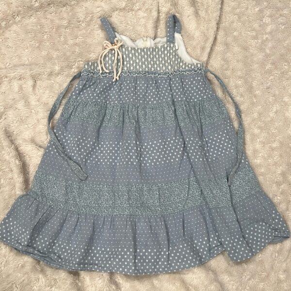 Isobella & Chloe, linen apron dress with lace, size 5