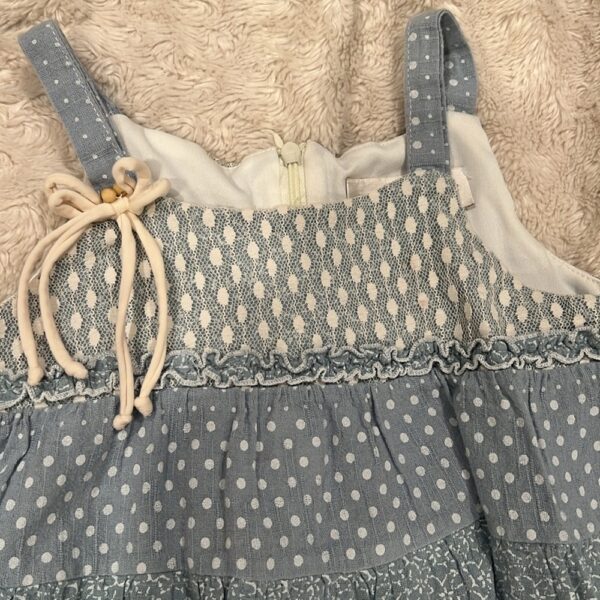 Isobella & Chloe, linen apron dress with lace, size 5
