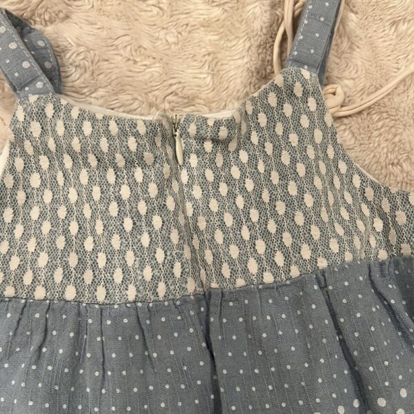 Isobella & Chloe, linen apron dress with lace, size 5