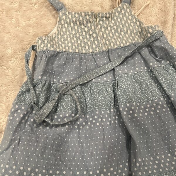 Isobella & Chloe, linen apron dress with lace, size 5