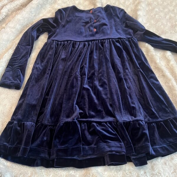 Joules, adorable dark blue velvet long sleeved dress with sequins, size 6