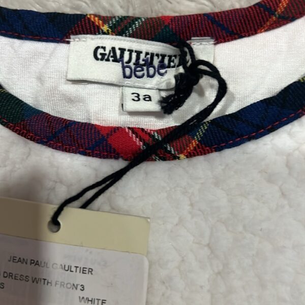 Gaultier Bebe, NWT, quilted white dress with front pockets, sz 3