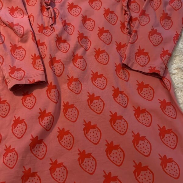 Tea, long sleeved jersey dress with strawberries, size 7