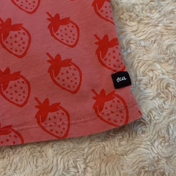 Tea, long sleeved jersey dress with strawberries, size 7