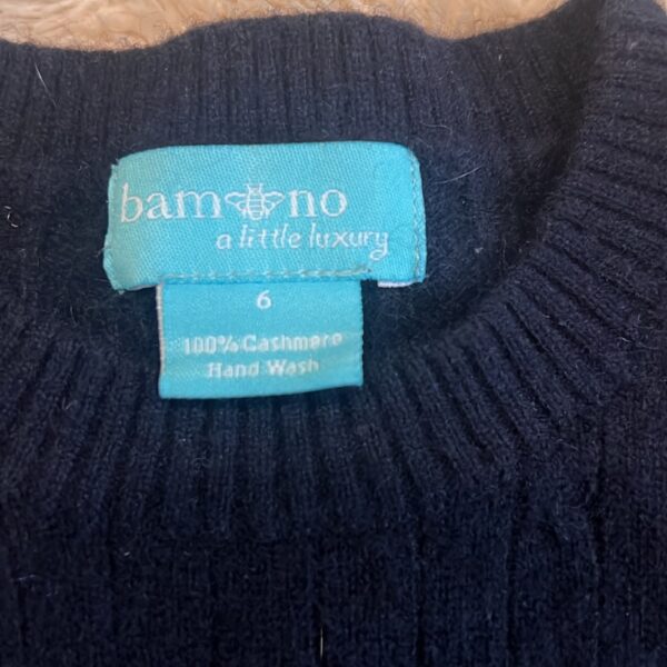 Bambino, girl’s navy cable knit cashmere sweater, size 6
