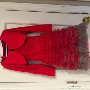 Isobella & Chloe, like new, red and silver holiday dress, size 7