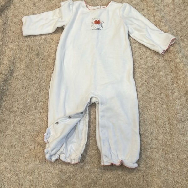 Janie and Jack, white velour Halloween romper, sz 12-18 months