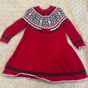 Hanna Andersson, like new, girl’s red holiday sweater dress, sz 3