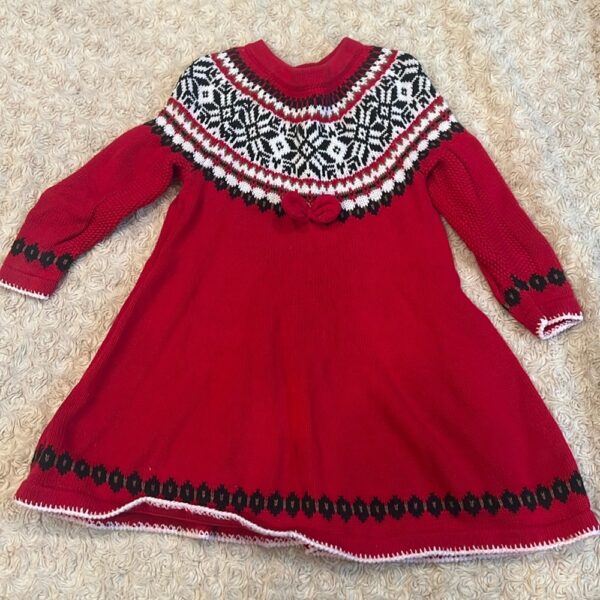Hanna Andersson, like new, girl’s red holiday sweater dress, sz 3