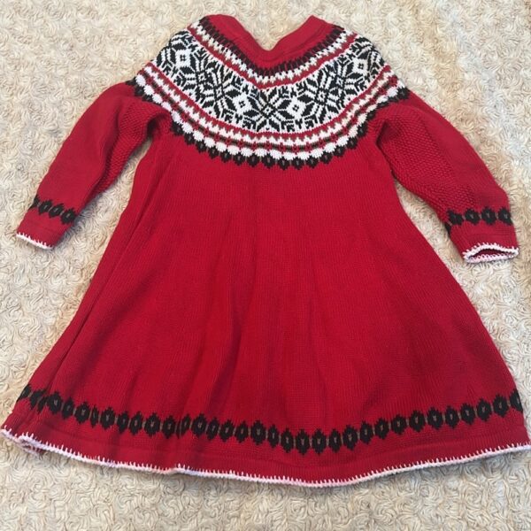 Hanna Andersson, like new, girl’s red holiday sweater dress, sz 3