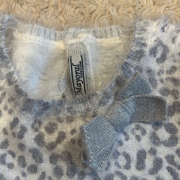 Mayoral, super soft and cozy white and silver sweater dress, sz 24 months