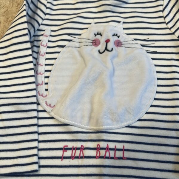 Joules, long sleeved jersey style dress with Cat, size 2-3 years