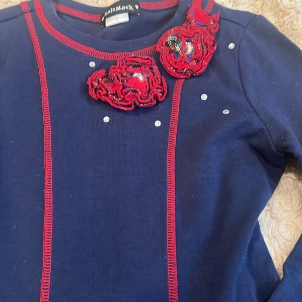 Kate Mack, navy and red twirly skirt dress, size 4