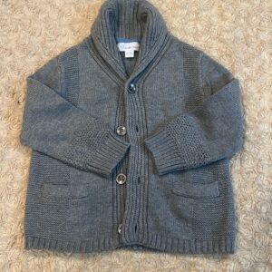 Angel Dear, like new, grey cardigan sweater with pockets, sz 6-12 months