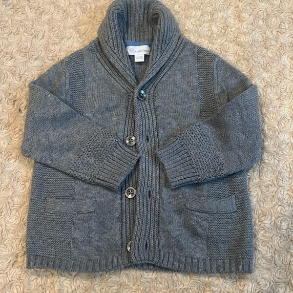 Angel Dear, like new, grey cardigan sweater with pockets, sz 6-12 months