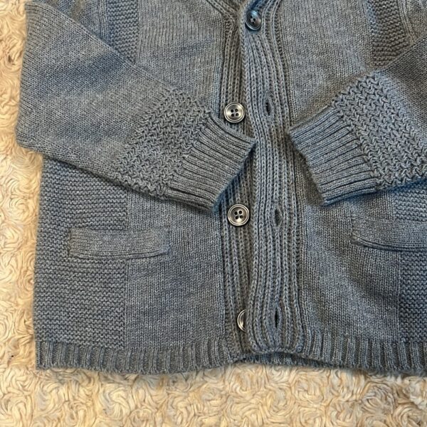 Angel Dear, like new, grey cardigan sweater with pockets, sz 6-12 months