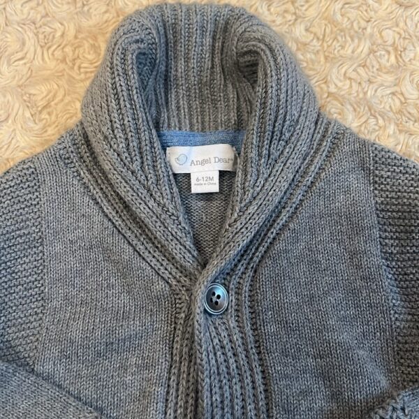 Angel Dear, like new, grey cardigan sweater with pockets, sz 6-12 months