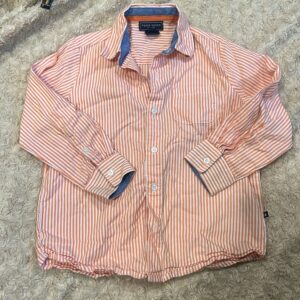 Tooby Doo, orang and white collared button-up shirt, sz 4T