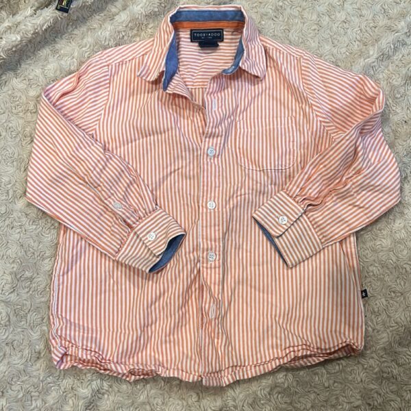 Tooby Doo, orang and white collared button-up shirt, sz 4T