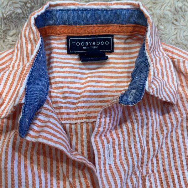 Tooby Doo, orang and white collared button-up shirt, sz 4T