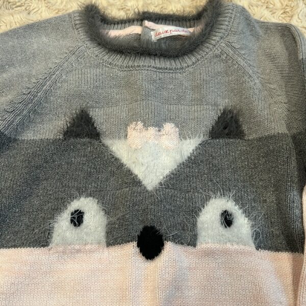 Deux par Deux, pink and grey sweater dress with tights, size 3