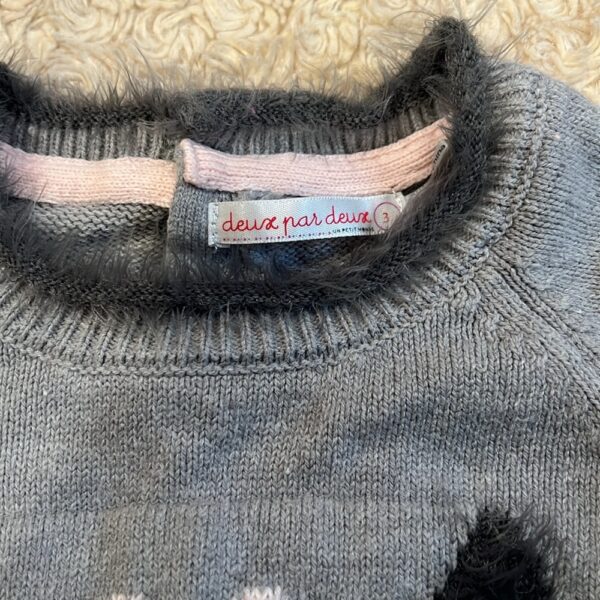 Deux par Deux, pink and grey sweater dress with tights, size 3