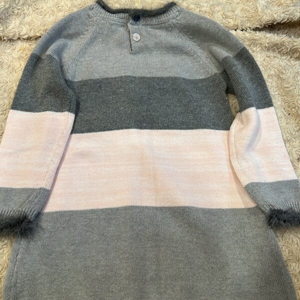Deux par Deux, pink and grey sweater dress with tights, size 3