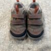 Clarks, stomposaurus tan leather sneakers with Velcro, sz 8