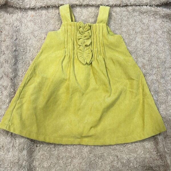 Benetton Baby, yellow thin corduroy dress, size 3-6 months