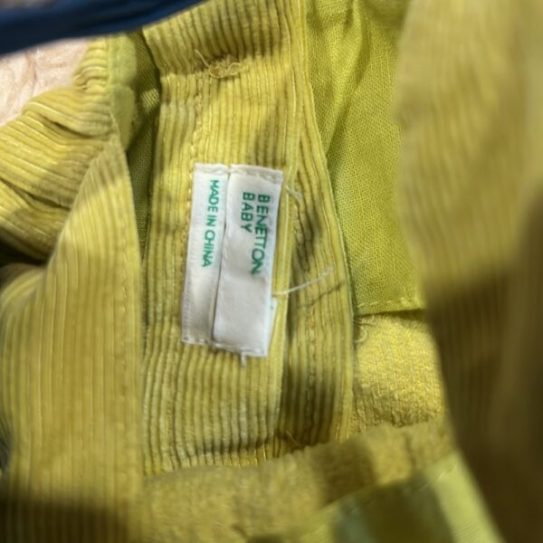 Benetton Baby, yellow thin corduroy dress, size 3-6 months
