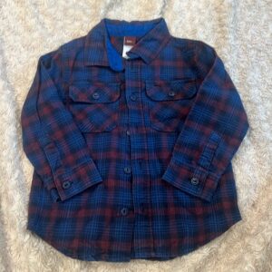 NWOT, Tea Collection, red and blue button up, size 3