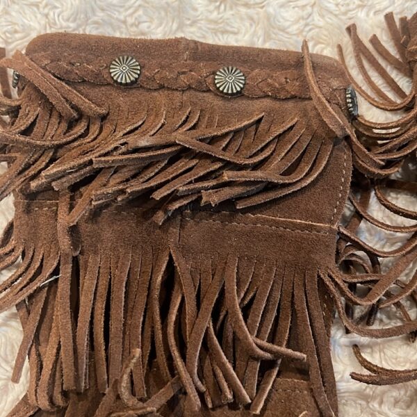 Minnetonka, pair of zip up brown suede boots, sz 12