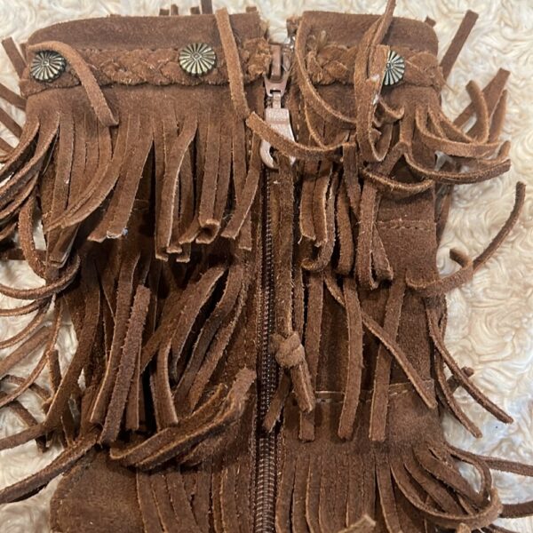 Minnetonka, pair of zip up brown suede boots, sz 12