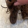 Minnetonka, pair of zip up brown suede boots, sz 12