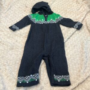 Hanna Andersson, heavy sweater onesie with hood, size 18-24 months