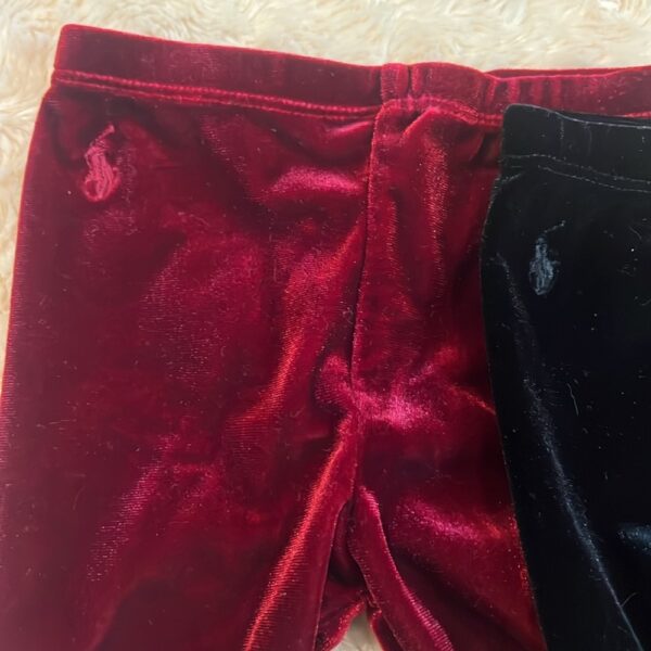 Ralph Lauren, 2 pairs of baby girl leggings, black and maroon, size 3 months
